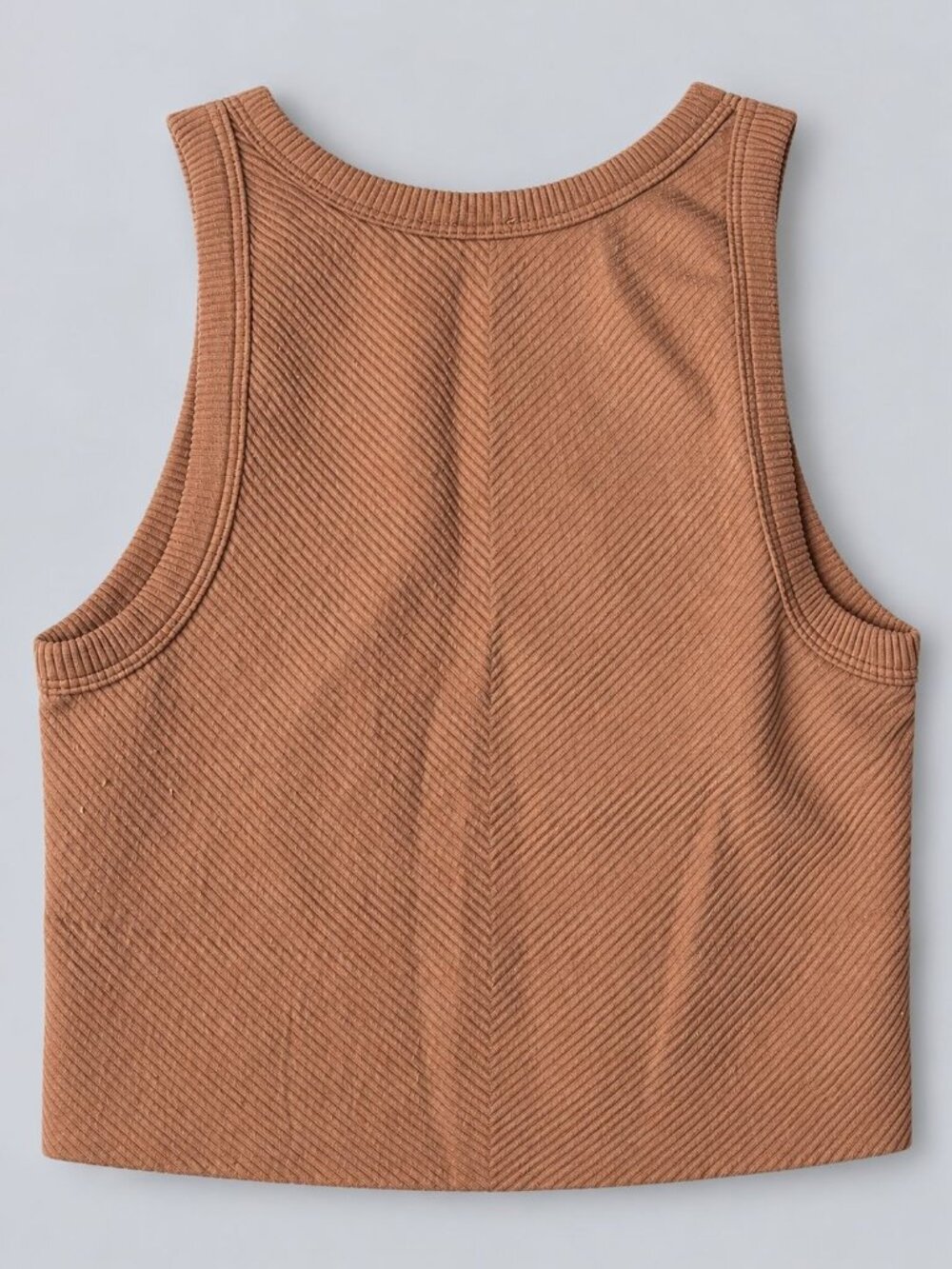 Nikibiki Women's Brown Ribbed Knit Cropped Tank Top Sleeveless Y2K Minimalist